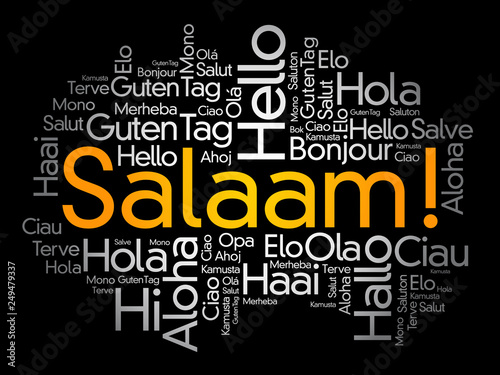 SALAAM (Hello Greeting in Persian,Farsi) word cloud in different languages of the world