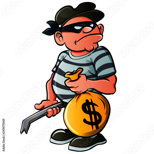 Cartoon robber with his swag