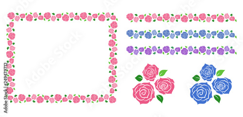 Roses decoration frame and line set