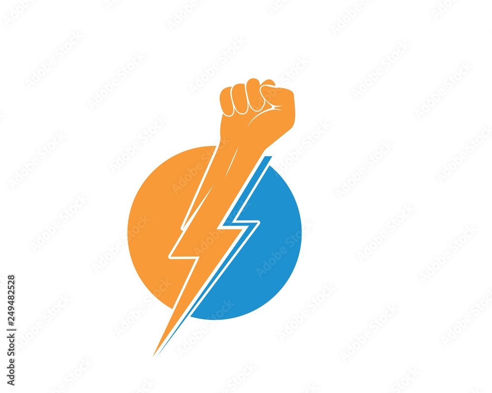 strong hand with power thunder illustration vector strong hand with power thunder illustration vector