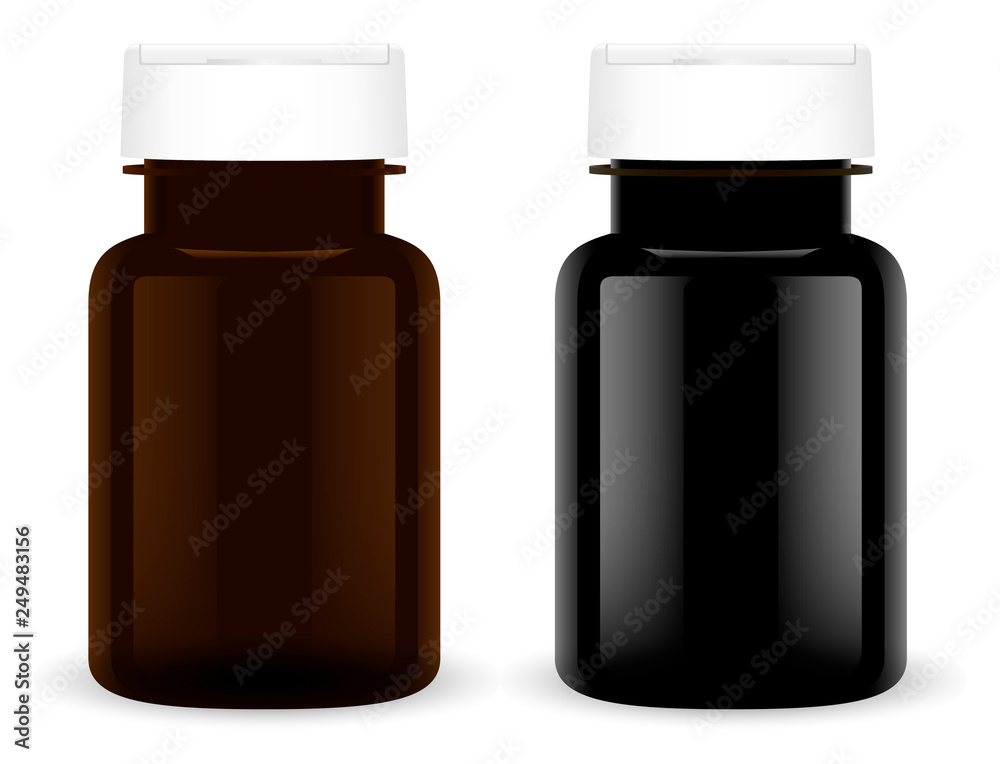 Supplement Pill Bottle. Black Plastic Medical Set. Pharmaceutical Capsule 3d Jar Mockup Template. Round Pharmacy Tablet Container Pack with White Cap. Vitamine or Placebo Box. Supplement Pill Bottle. Black Plastic Medical Set. Pharmaceutical Capsule 3d Jar Mockup Template. Round Pharmacy Tablet Container Pack with White Cap. Vitamine or Placebo Box.