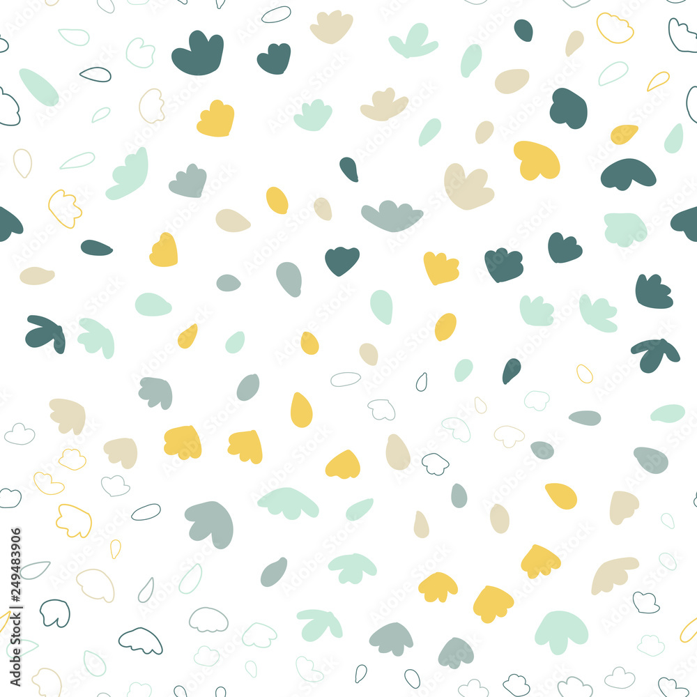 Vector organic seamless abstract background, botanical motif with stylized small leaves, freehand doodles pattern. Vector organic seamless abstract background, botanical motif with stylized small leaves, freehand doodles pattern.