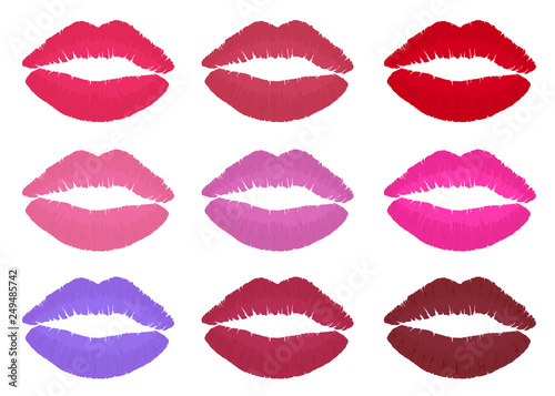 Lipstick collection with various colors. Isolated design icon/logo. Vector illustration
