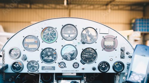 cockpit detail. Cockpit of a small aircraft