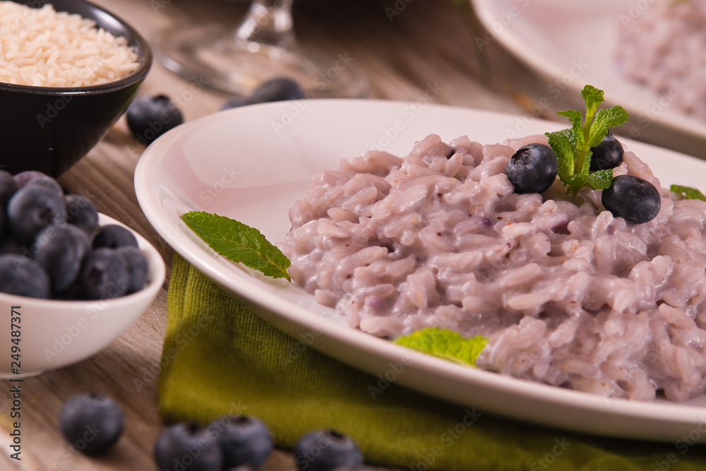 Blueberry risotto with mascarpone. Blueberry risotto with mascarpone.