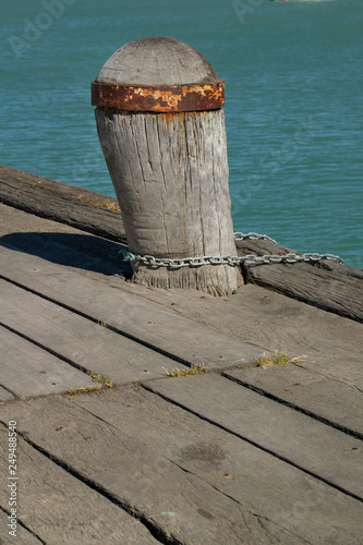 Omaru New Zealand. Jetty. Harbour. Mooring pole