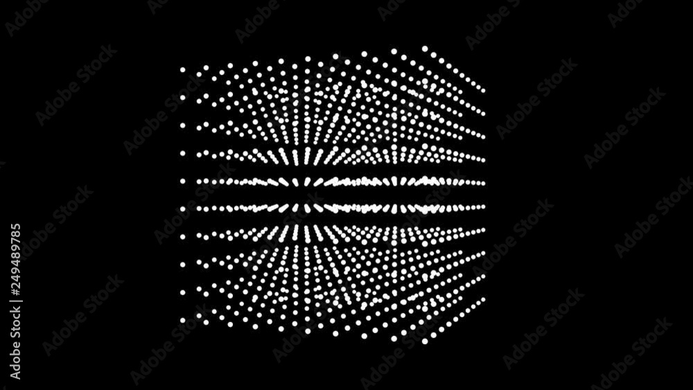 Beautiful white cube box is rotate, dot particle.