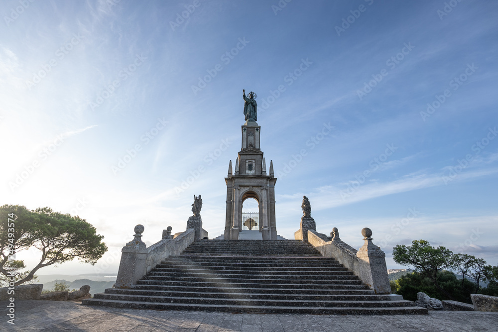 statue of Christ standing on a pedestal, The Balearic islands, Spain Palma de Mallorca, huge old statue on a hill, statue of Christ standing on a pedestal, The Balearic islands, Spain Palma de Mallorca, huge old statue on a hill,