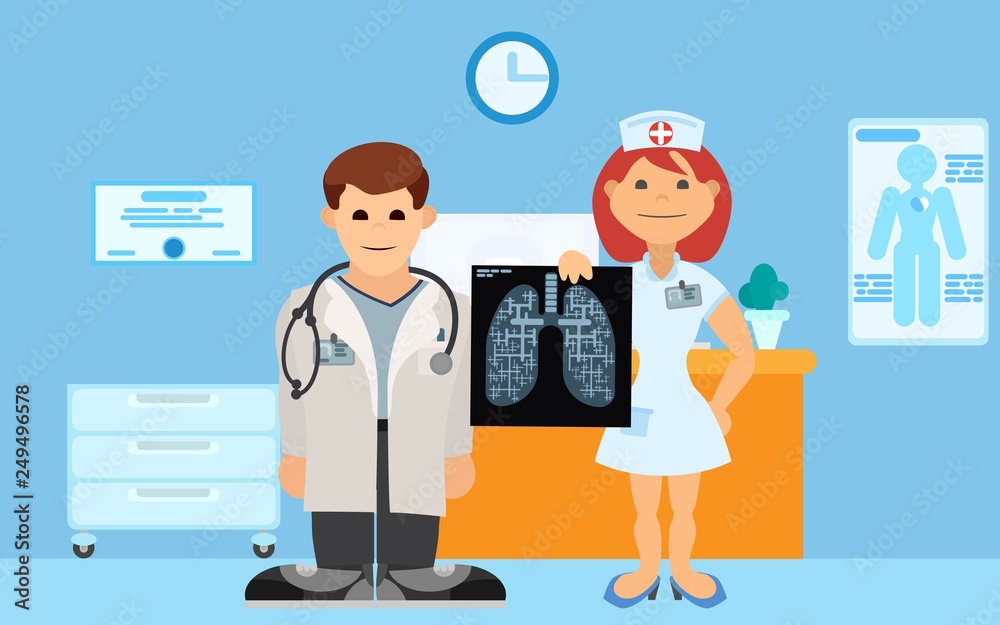 doctor and nurse x-ray examination in the office doctor and nurse x-ray examination in the office