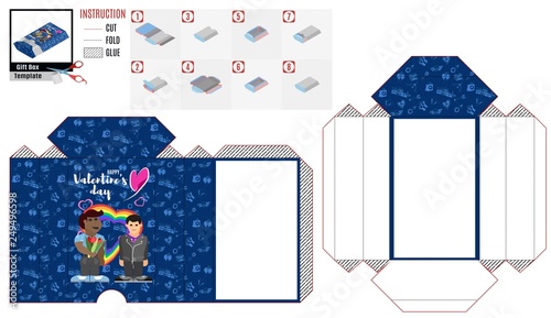 men's love box pattern on print blue color bright