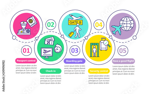 Airport security vector infographic template