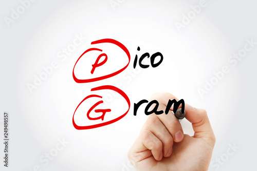 PG - picogram acronym with marker, concept background photo