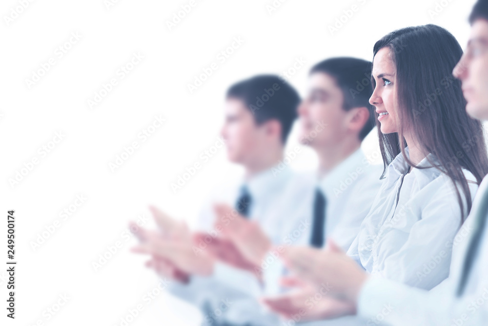 Happy business group applauding the company's success Happy business group applauding the company's success