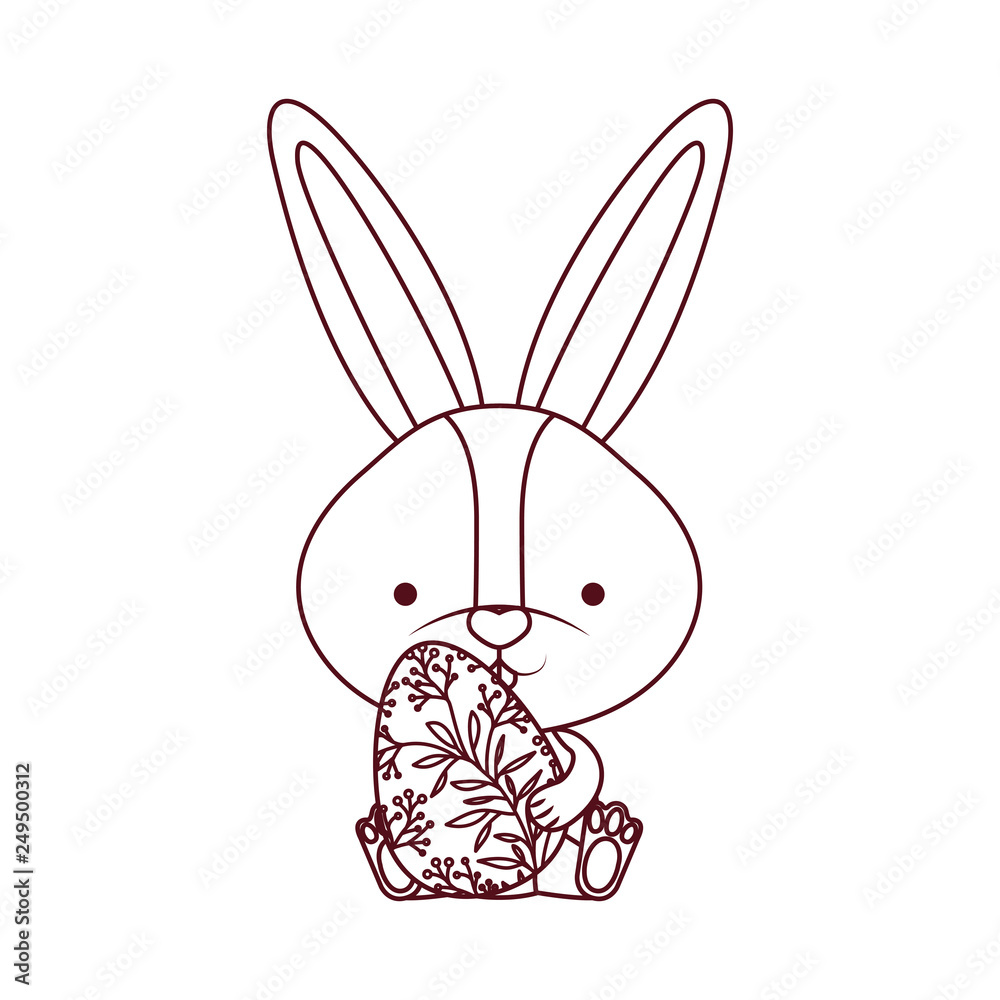 easter rabbit with egg isolated icon easter rabbit with egg isolated icon