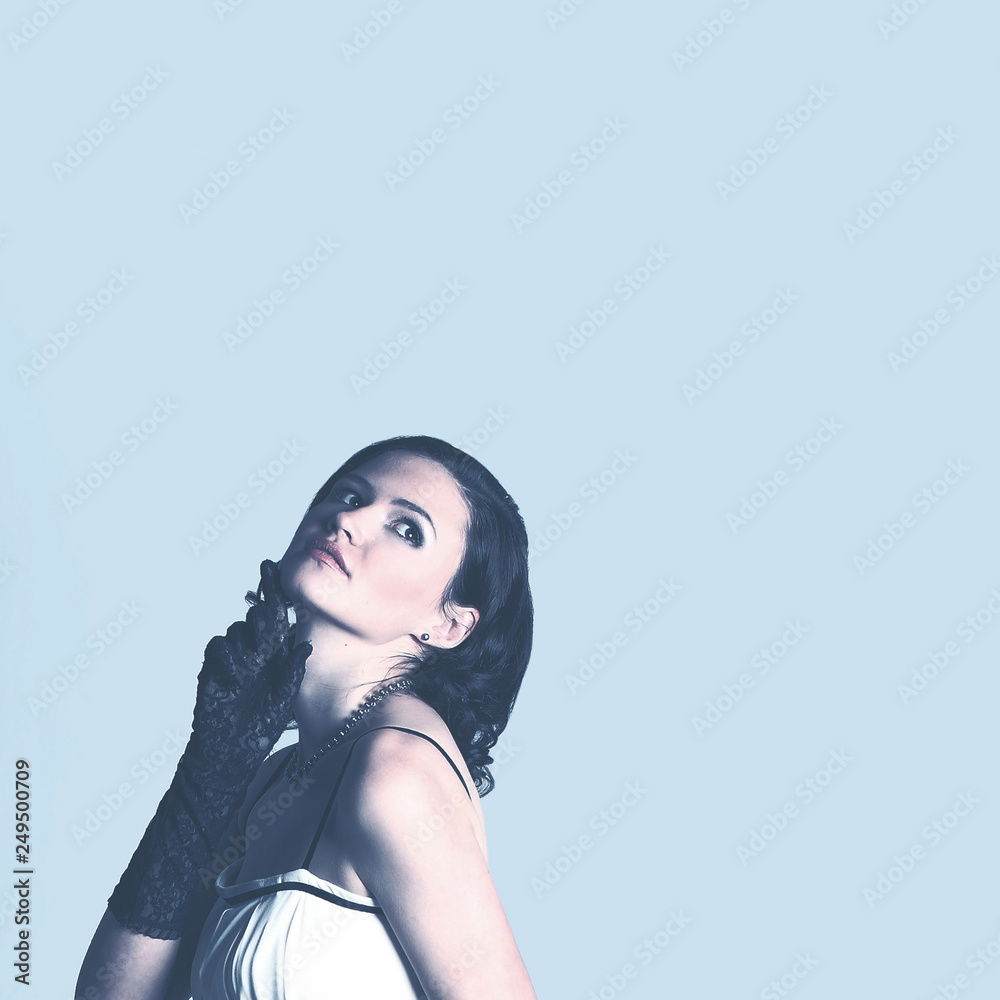 Fototapeta premium Fashion portrait of young beautiful woman