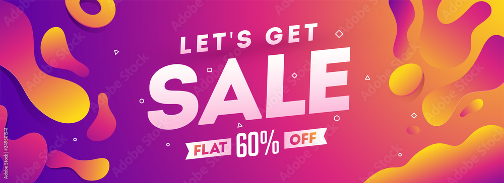 Advertising banner design with 60% discount offer on fluid art abstract background. Advertising banner design with 60% discount offer on fluid art abstract background.