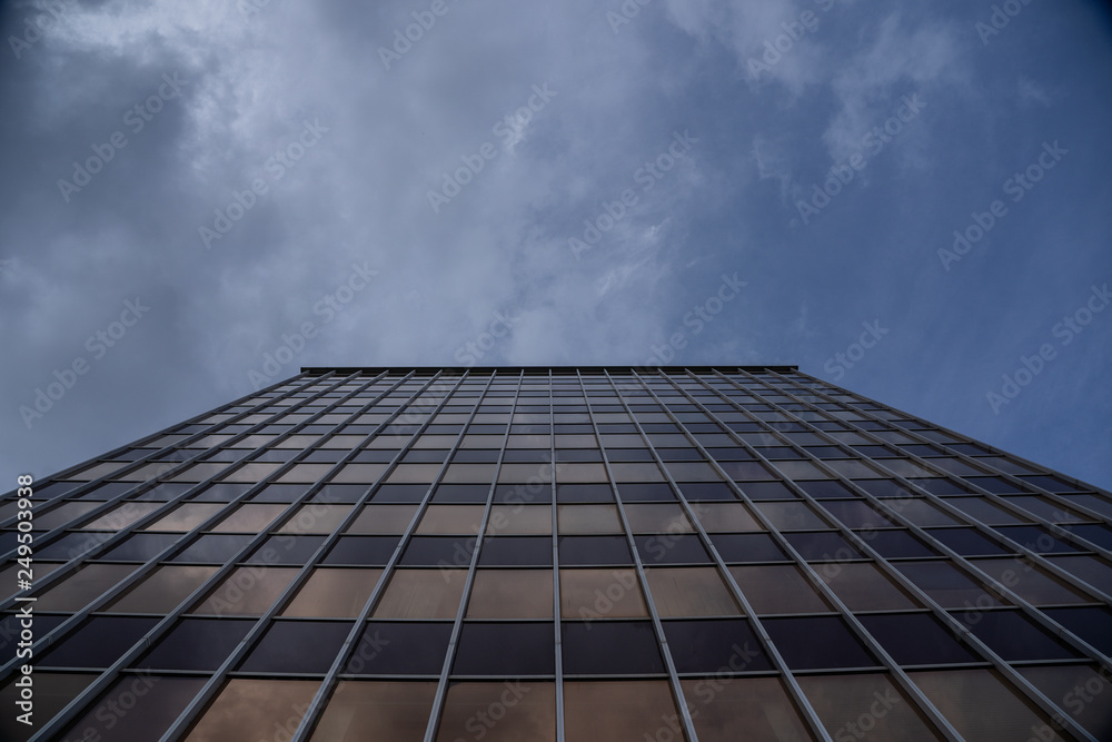 huge skyscraper building with blue sky background skyscraper isolated with natural background in Palma de Mallorca Spain huge skyscraper building with blue sky background skyscraper isolated with natural background in Palma de Mallorca Spain