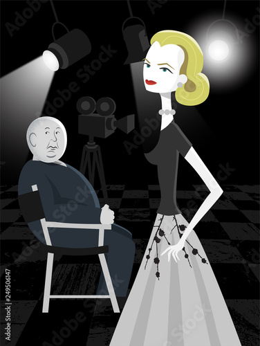 Main actress and director in a classic film.  photo
