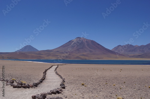 Caminho para a laguna minique altiplanica cordilheira dos andes deserto do atacama chilhe photo