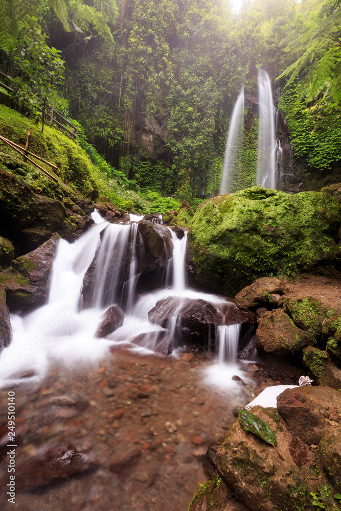 Jumog Waterfall is in Karanganyar, Central Java. This waterfall is one of the tourist destinations around the Kemuning tea garden.