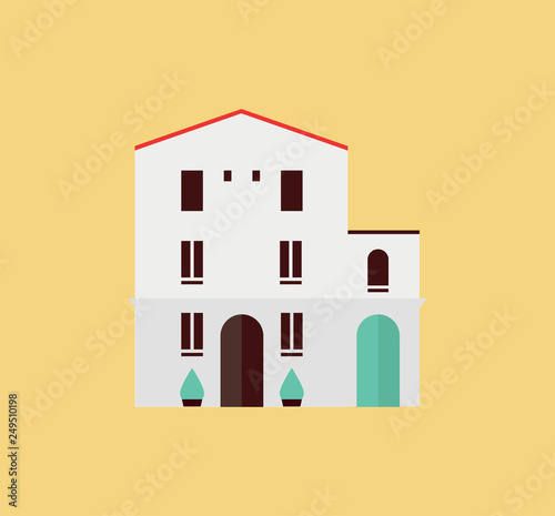 Spanish flat vector house traditional flat modern style