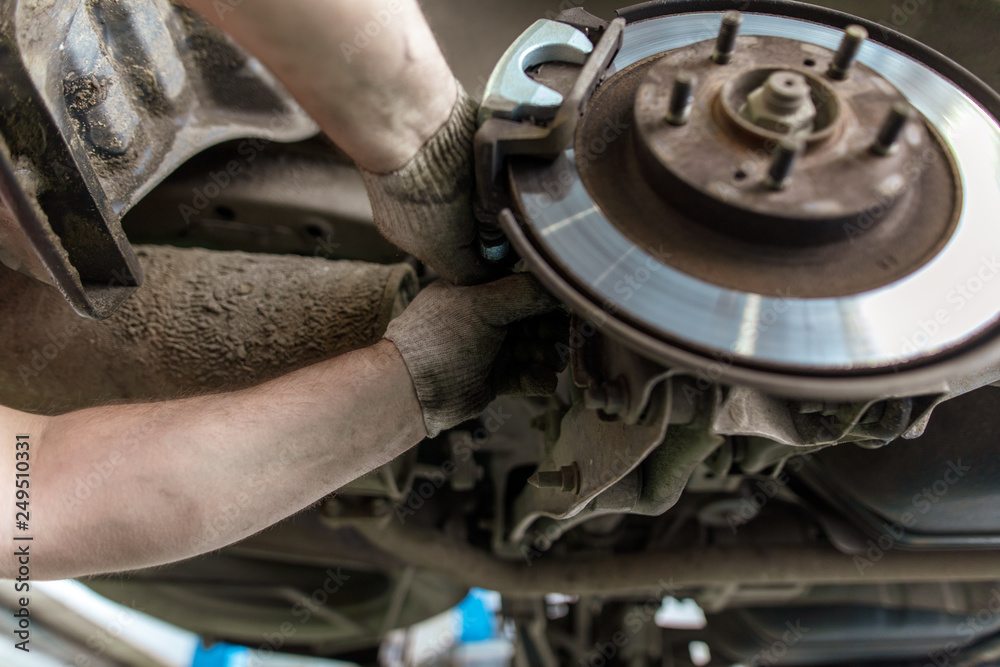 Repair of brake system on car wheels Repair of brake system on car wheels