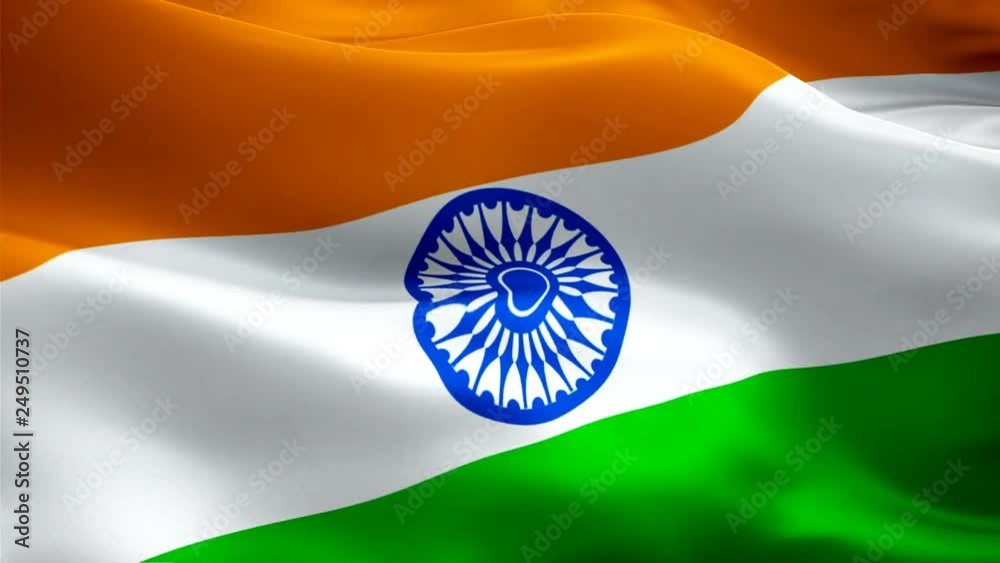 Indian flag Closeup 1080p Full HD 1920X1080 footage video waving in wind.  National 3d Indian flag waving. Sign of India seamless loop animation. Indian  flag HD resolution Background 1080p Stock Video |