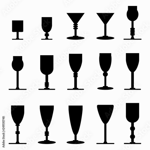 wine glasses monochrome icons