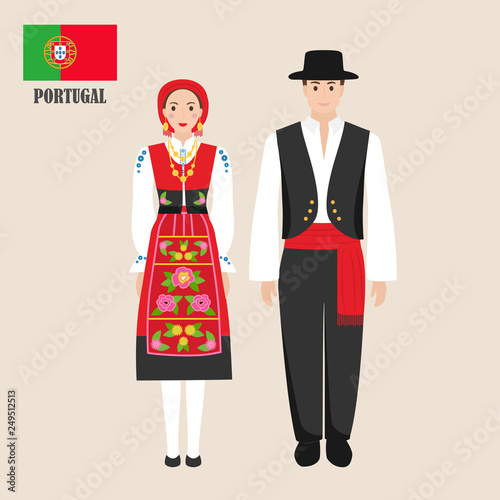 Portuguese in national dress with a flag