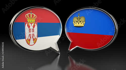 Free Download Serbia and Liechtenstein flags with Speech Bubbles. 3D illustration - GFXLoad