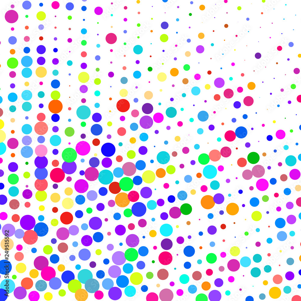  The multicolored dots in a circle on a white.