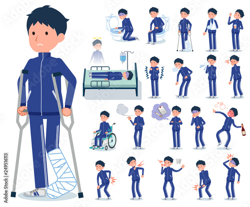 flat type school boy Blue jersey_sickness