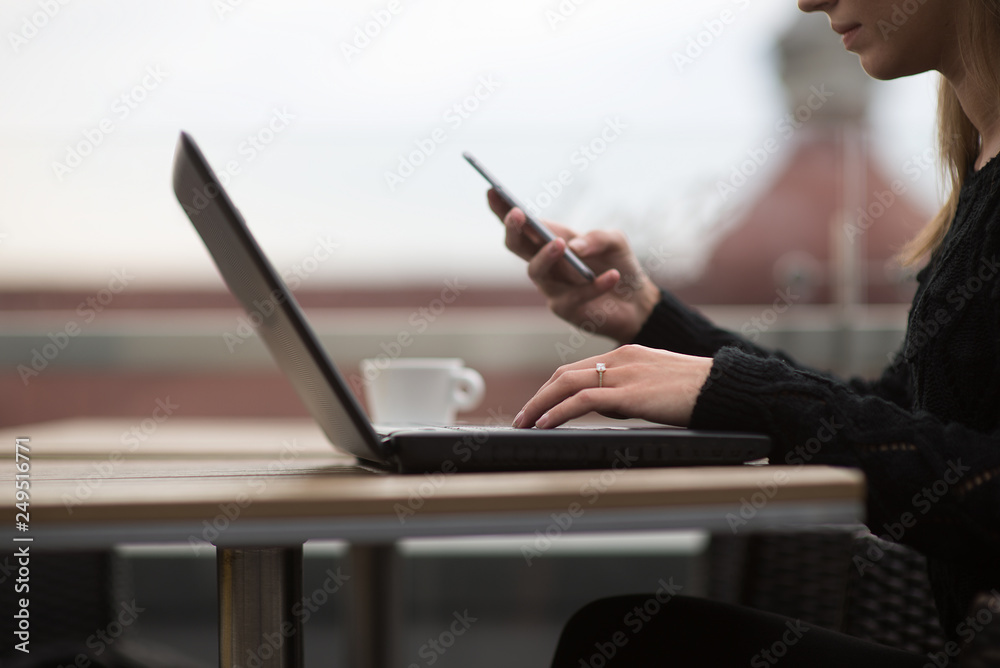 woman hands on laptop woman hands on laptop