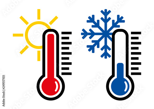Thermometer icon or temperature symbol, vector and illustration photo