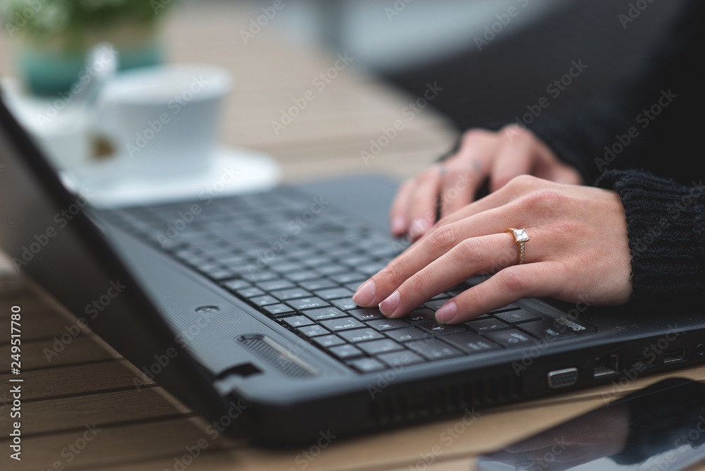 Close-Up Of Hands Using Laptop Close-Up Of Hands Using Laptop