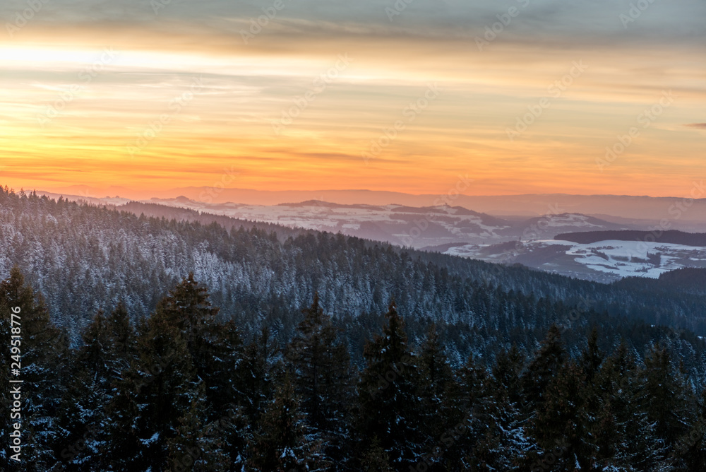 winter sunset over Emmental