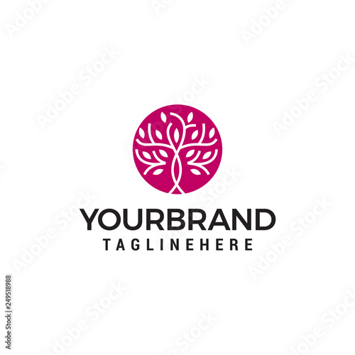 tree with leaves in a circle, tree simple Logo designs template