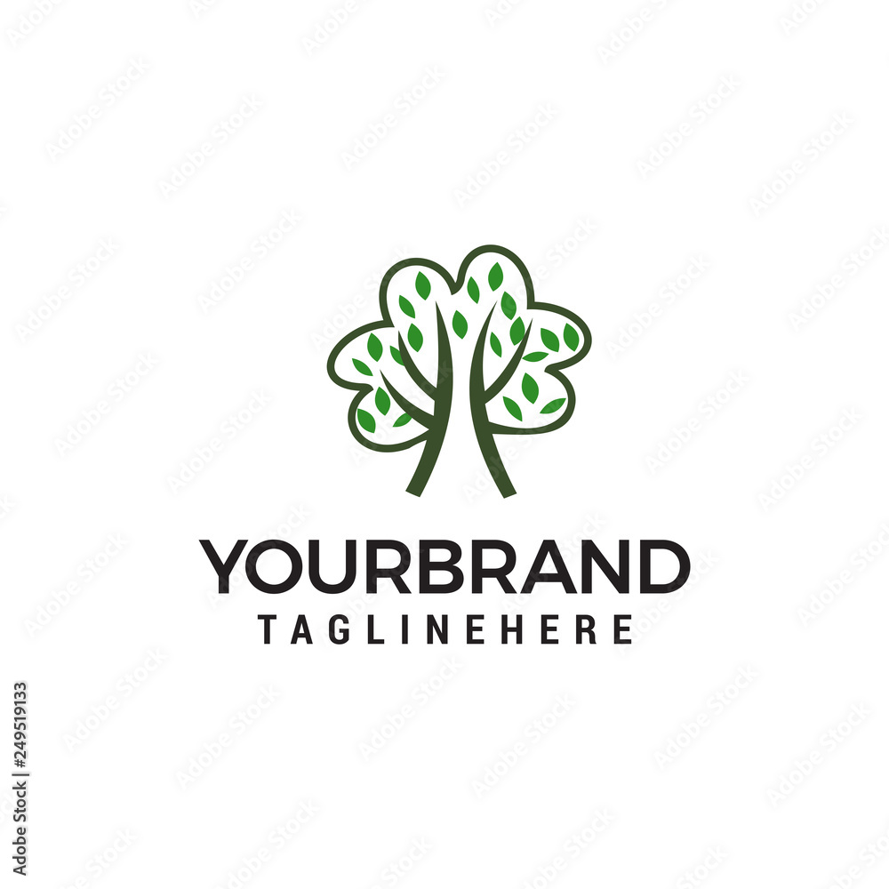 Tree hand drawn logo, kids school logo,learning and education designs template