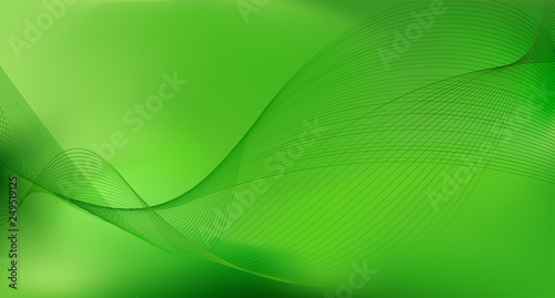 abstract wave line  vector flow background green