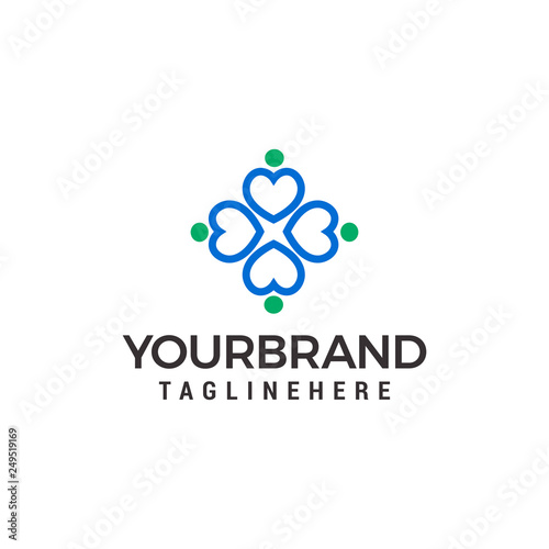 Share love heart people circle logo vector designs template