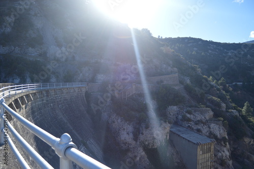 Wonderful Dam At The De La Peña Reservoir In Santa Maria Village. Travel, Landscapes, Nature, Architecture. December 28, 2014. Santa Maria, Huesca, Aragon. Spain. photo