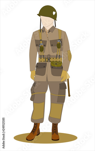 wwii paratrooper in Normandy D-Day on white