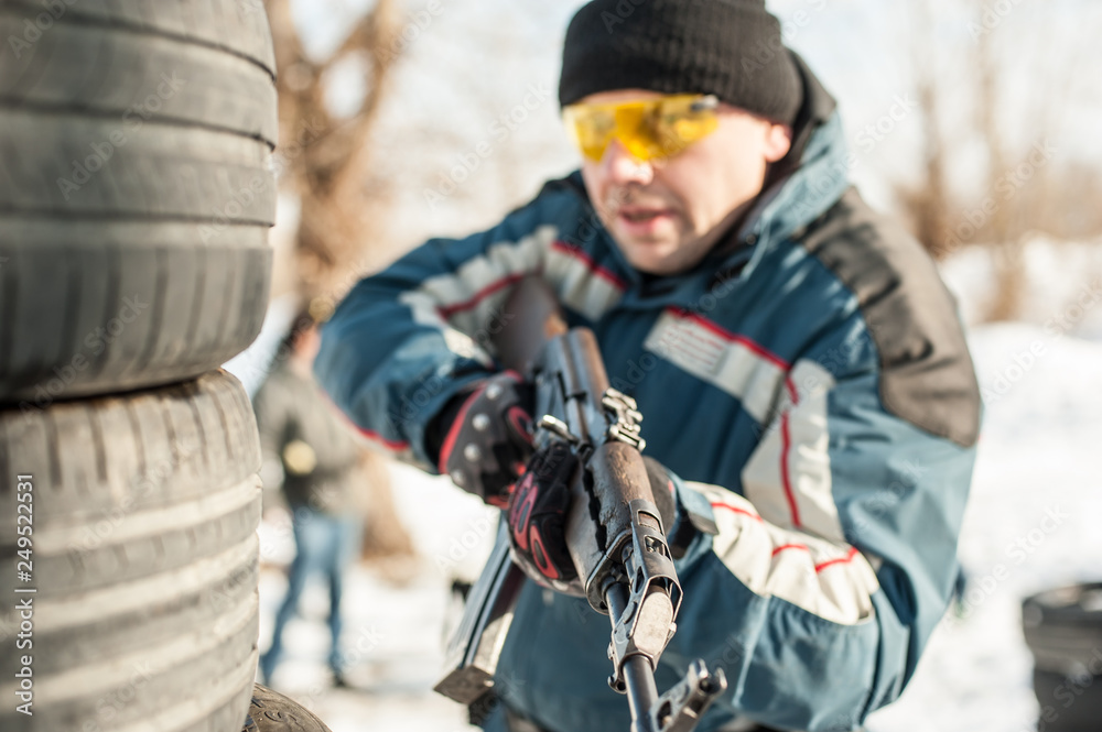 Rifle tactical shooting training behind and around cover or barricade