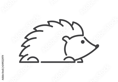 Modern vector line figure hedgehog. Open path