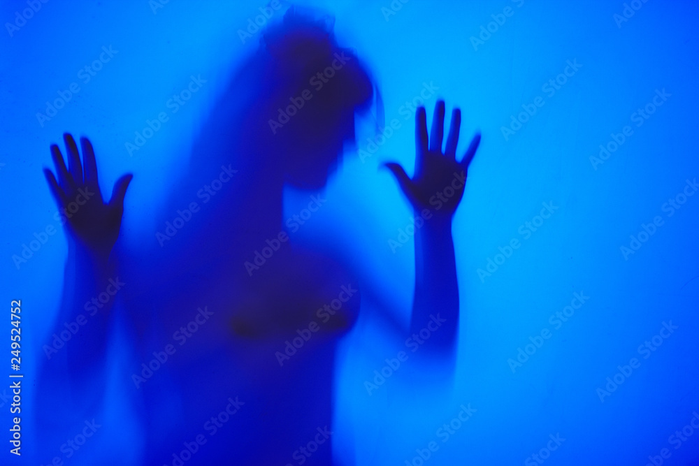 Woman hostage blurred abuse victim concept