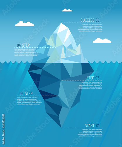 Iceberg realistic under water ocean infographic template vector