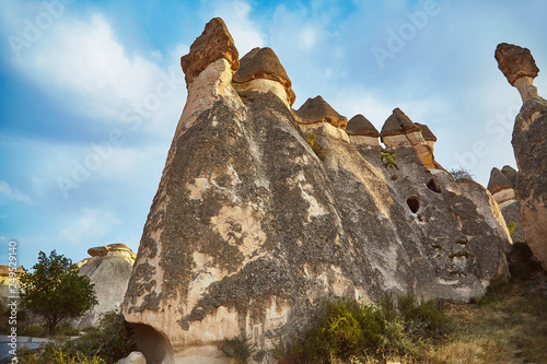 Views of Cappadocia volcanic kanyon cave houses in Turkey photo