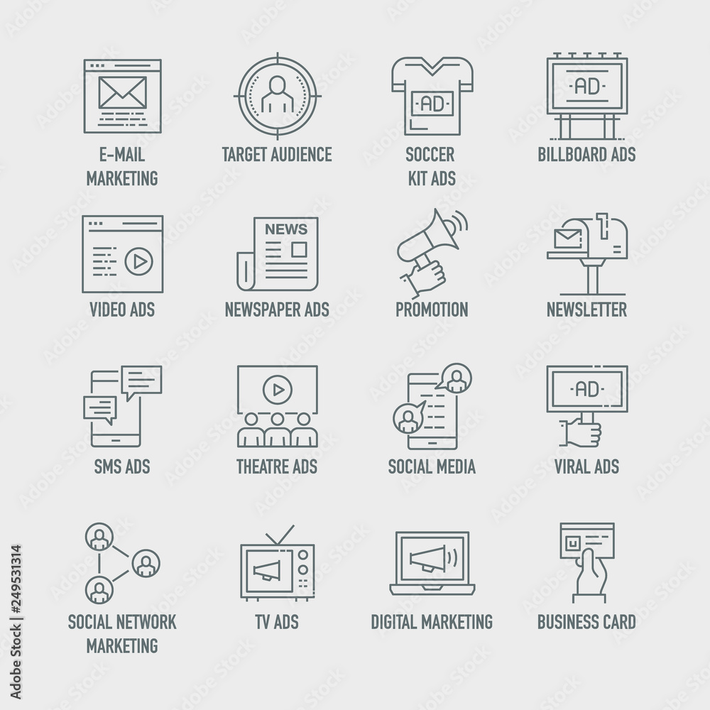 Advertising And Promo Icon Set Advertising And Promo Icon Set
