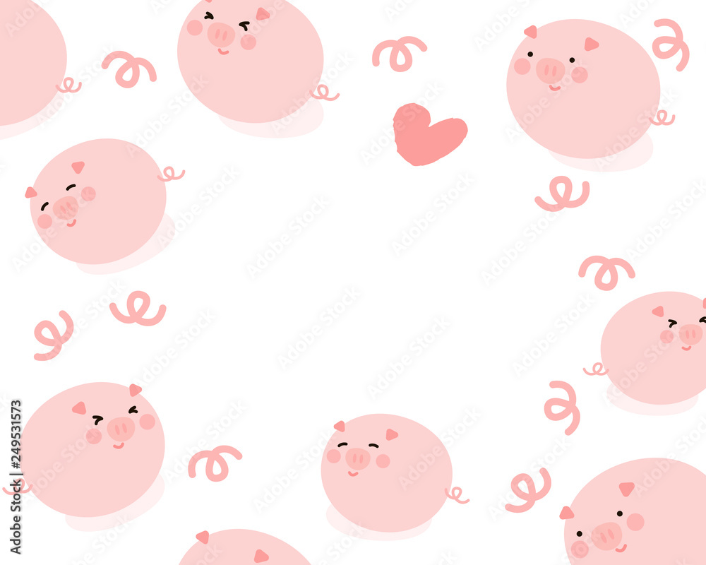 Pig’s Year Background, 2019 New Year Celebration, Character Frame, Chinese New Year Vector, Pig’s Year Character Design, 2019 Cute Illustration