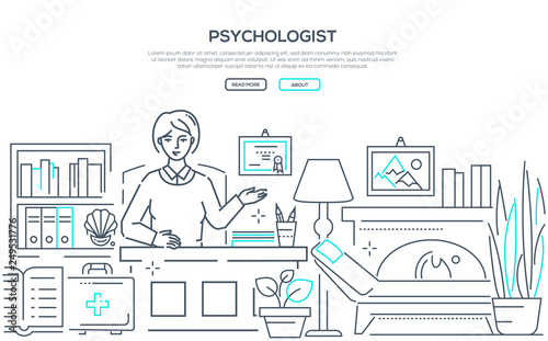 Psychologist - modern line design style web banner